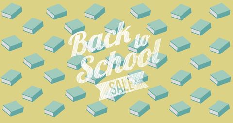 Back to School Sale with Book Patterns on Green Background