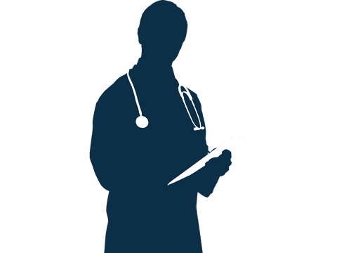 Silhouette Male Doctor with Stethoscope on Transparent Background