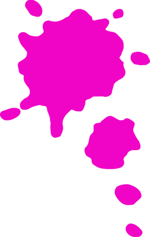 Vibrant magenta paint splatter on transparent layer in flat design