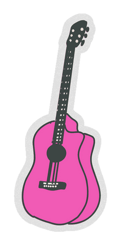 Stylized pink acoustic guitar on transparent background