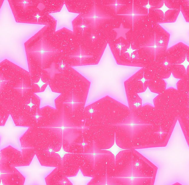 Image of multiple light pink glowing stars on dark pink background. Star, colour and pattern concept.