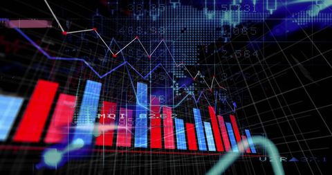 Dynamic Financial Graph with Data Analytics Overlaid on Dark Background - Download Free Stock Images Pikwizard.com
