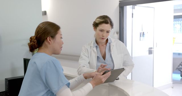 Professional Female Medical Staff Discussing Patient Records in Hospital - Download Free Stock Images Pikwizard.com