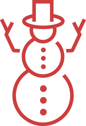 Red Snowman Silhouette on Transparent Winter Background