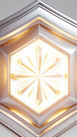 Looping Hexagon Ornament Rotating Golden Starburst Vertical Motion Loop for Mobile Ads