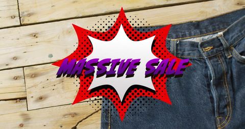 Retro massive sale promotion over denim background