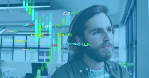 Businessman Analyzing Stock Market Data in Modern Office