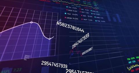 Futuristic financial dashboard displaying holographic stock charts and floating digits