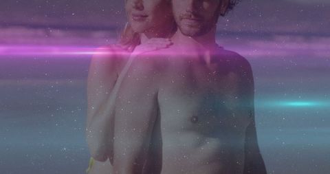 Futuristic Couple Portrait with Neon Light Effects
