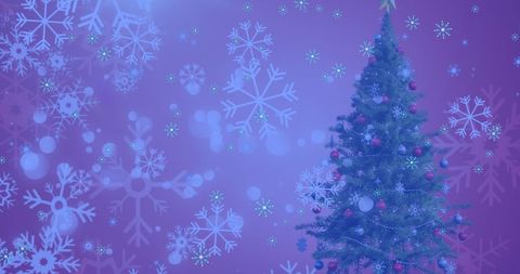 Festive Christmas Tree and Snowflakes on Purple Background - Download Free Stock Images Pikwizard.com