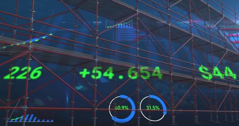 Digital financial data and construction scaffolding visualization