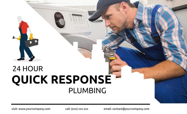 Professional Plumber Offering Quick 24-Hour Emergency Services - Download Free Stock Templates Pikwizard.com