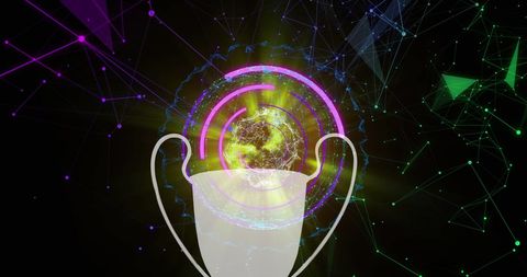 Abstract Digital Network with Bright Technology Symbols - Download Free Stock Images Pikwizard.com