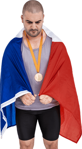 proud sportsperson wrapped in netherlands flag with medal transparent background - Download Free Stock Videos Pikwizard.com