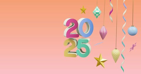 Festive 2025 New Year Design with Colorful Decorations