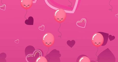 Playful Heart and Balloon Pattern on Pink Background - Download Free Stock Images Pikwizard.com