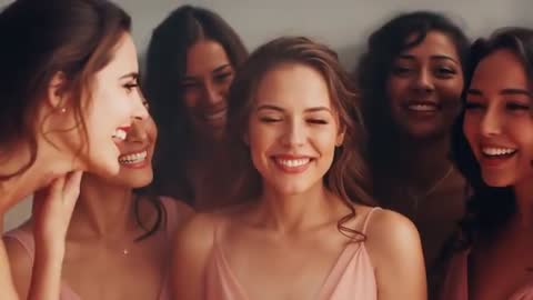 Bridesmaid Squad Laughing and Smiling During Bridal Prep Sharing Intimate Celebration