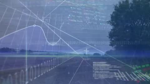 Countryside Landscape with Transparent Data Overlays