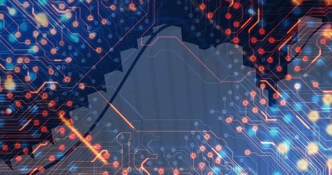 Futuristic cloud computing network design in digital abstract style