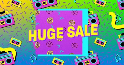 Colorful Retro Pop Art Style Huge Sale Announcement