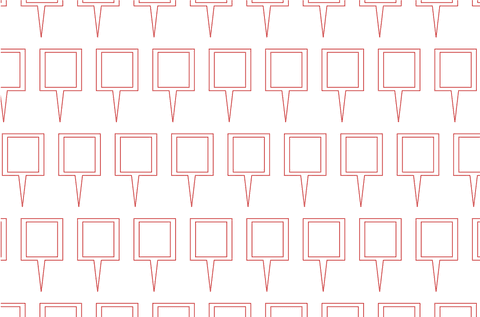 Repeating red destination pins on transparent background vector