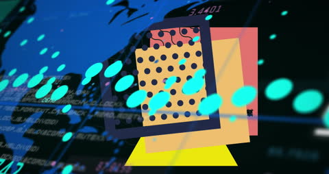 Abstract Digital Interface with Data and Geometric Shapes