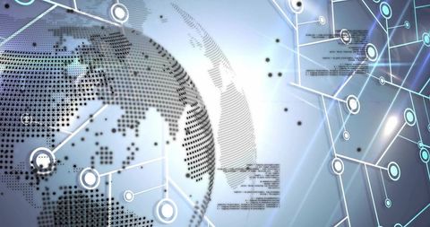 Digital Globe with Circuit Network in Futuristic Interface