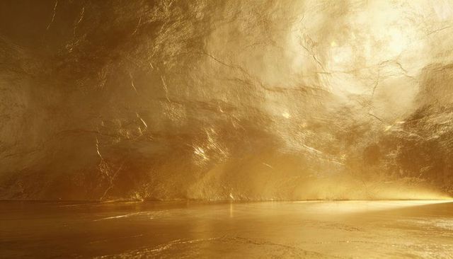 Golden Textured Gallery Wall and Floor Reflecting Light Minimal Luxury Metallic Backdrop