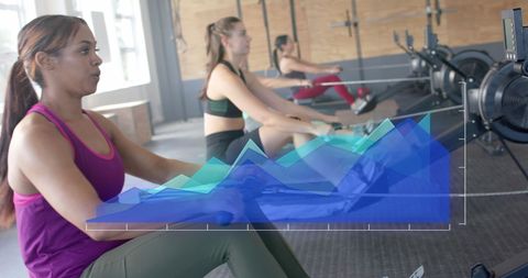 Analyzing exercise data with women rowing at gym
