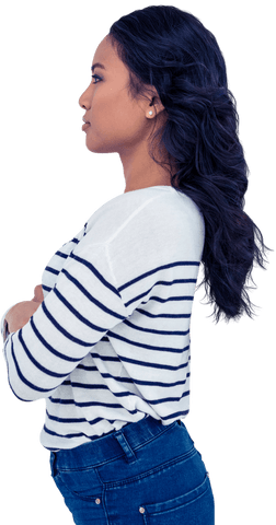 Confident Asian Woman with Crossed Arms on White Transparent Background