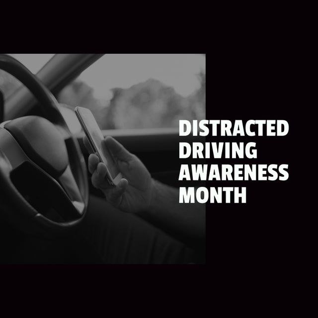 Distracted Driving Awareness Month Campaign Poster - Download Free Stock Templates Pikwizard.com