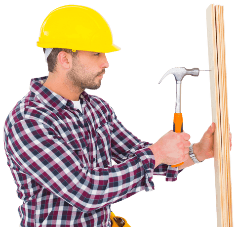 handyman in hard hat using hammer on transparent background - Download Free Stock Videos Pikwizard.com