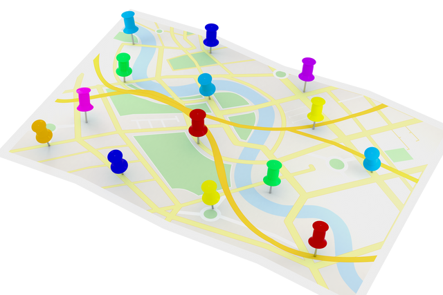 Transparent Map Illustration with Colorful Pins for Marking Locations - Download Free Stock Videos Pikwizard.com