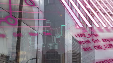 Financial Data Processing Virtual Overlay on Urban Skyline