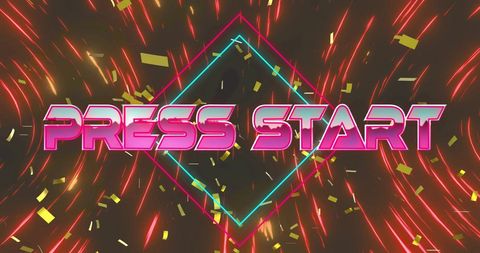 Retro Gaming Start Text with Neon Light Effect - Download Free Stock Images Pikwizard.com