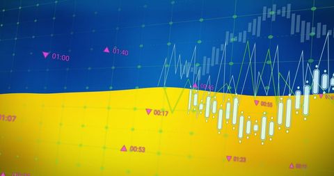 Ukrainian Flag with Financial Graphs Depicting Economic Crisis - Download Free Stock Images Pikwizard.com