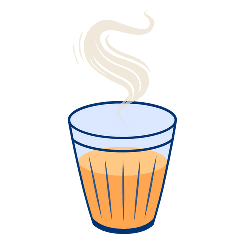 Steaming Hot Orange Beverage in Glass on Transparent Background