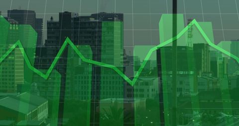 Financial Data Overlay on Urban Cityscape Modern Business - Download Free Stock Images Pikwizard.com