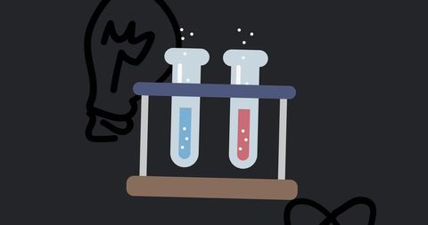 Chemistry and Science Icons on Dark Background