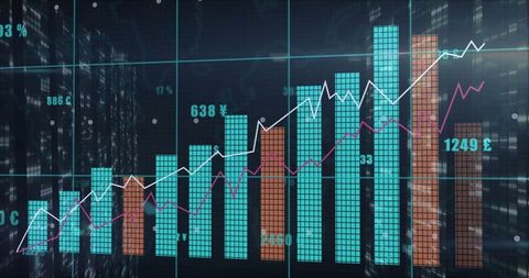 Data Analytics Dashboard with Currency Markers Visualizing Financial Trends