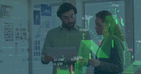 Financial Experts Analyzing Data with Digital Overlay Trends - Download Free Stock Images Pikwizard.com