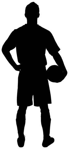 Silhouette of Male Football Player Kicking Ball on Transparent Background