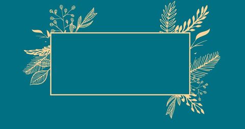 Elegant Golden Floral Frame on Teal Background - Download Free Stock Images Pikwizard.com