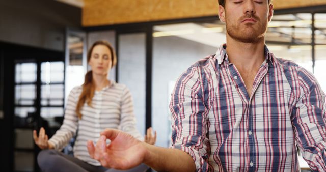 People Meditating Indoors in Modern Office Space - Download Free Stock Images Pikwizard.com