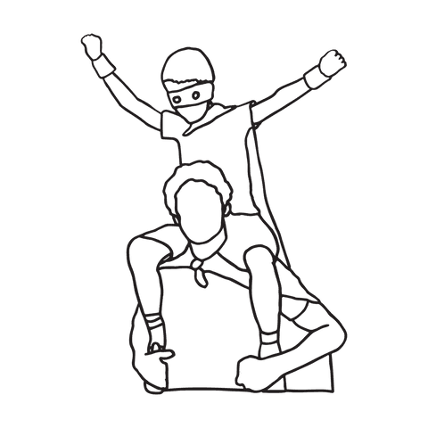 Father Entertaining Son in Playful Piggyback Ride Illustration on Transparent Background