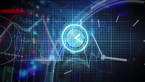 Futuristic Digital Clock with Data and Light Effects