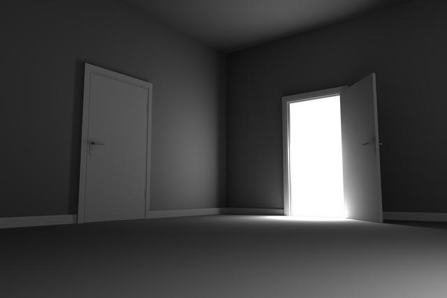 Transparent Open Door in Abstract Minimalist Room with Closed Door - Download Free Stock Videos Pikwizard.com