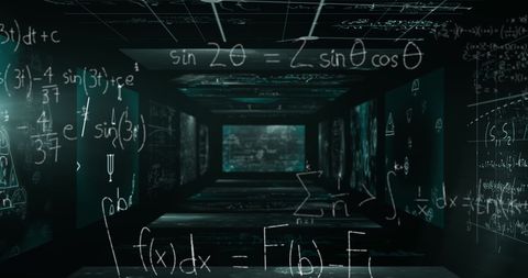 Futuristic Tunnel with Floating Mathematical Equations - Download Free Stock Images Pikwizard.com
