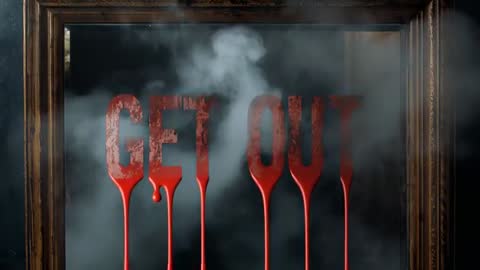 Chilling Message: Dripping Letters and Smoke in Ornate Frame