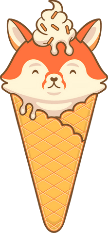 flat fox waffle cone illustration with cream swirl on transparent background - Download Free Stock Videos Pikwizard.com